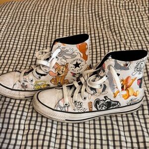 Converse Kids Sneakers - White with Cartoon Print
